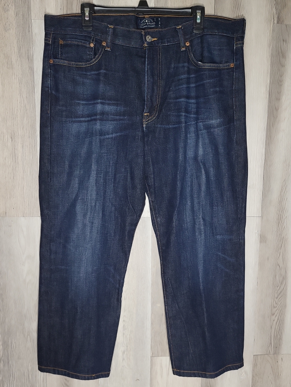 Lucky Brand 361 Vintage Straight Jeans Mens 38x30 Denim ALTERED